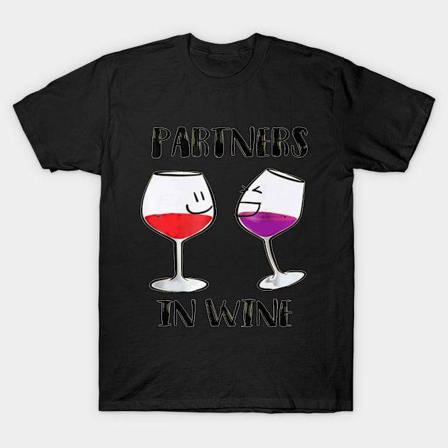 Partners In Wine Tshirt T-Shirt by Elsie